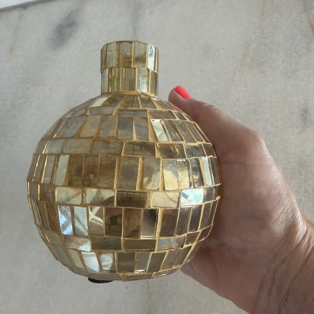 Vintage Amber Gold Mosaic Glass Bud Vase GW993